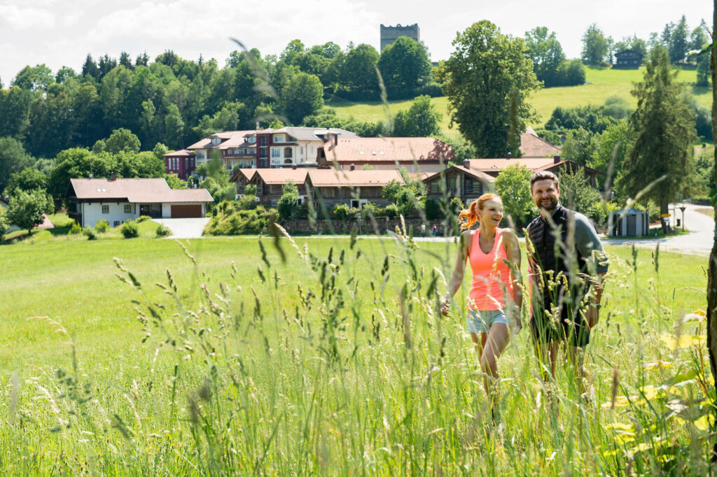 Wanderung Bayerischer Wald mit Bergdorf Sterr im Hintergrund